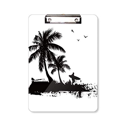 Planchette à pince A4 avec décor tropical et clip métallique haute résistance