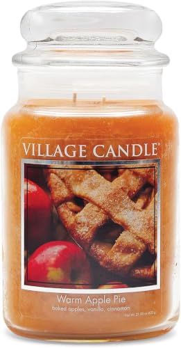 Image of Village Candle Warm Apple Pie Large Glass Apothecary Jar Scented Candle,21.25 oz,Brown,(Pack of 6)