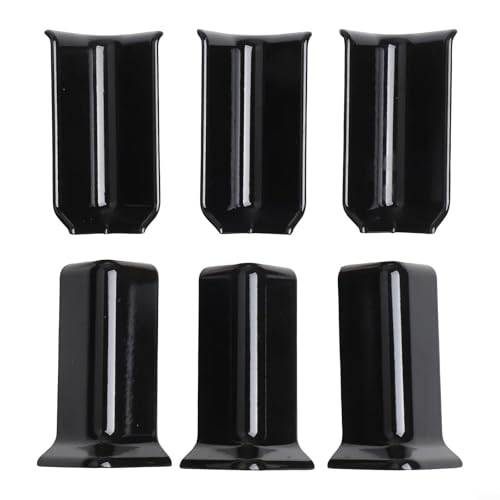 Baseboard Corner Blocks 6-Pack for 8cm Height Baseboards, Wall Base Corner Trim with 3 Inside and 3 Outside Connectors, ABS Wall Trim Corner Pieces, White(M Black)