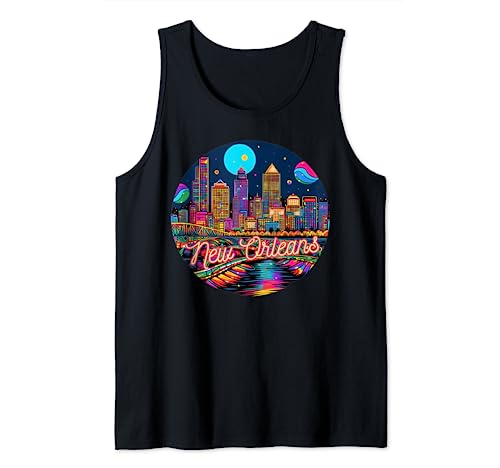 New Orleans Louisiana USA Colorful Retro Pop Art Travel Cool Camiseta sin Mangas