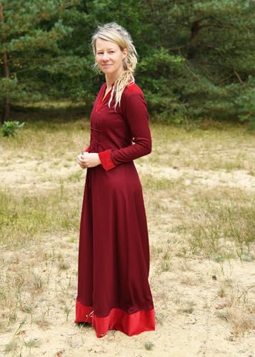 Battle-Merchant Meira Medieval Lace-Up Dress for Women Cotton Gown with Velvet Trim, Renaissance Faire, LARP & Gothic Costume, Red XXL by Battle-Merchant - Used condition - Image 6