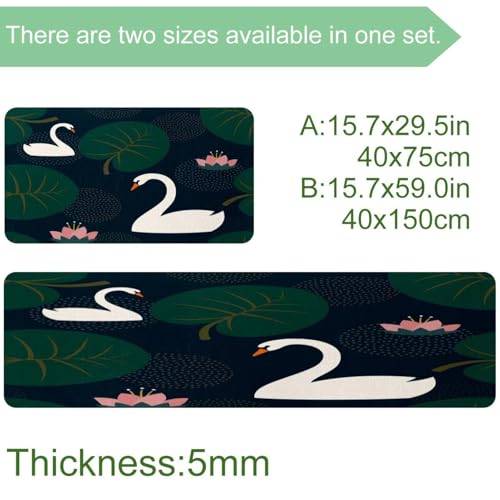 Alfombrillas de cocina antideslizantes y lavables con diseño de cisnes absorbentes 4