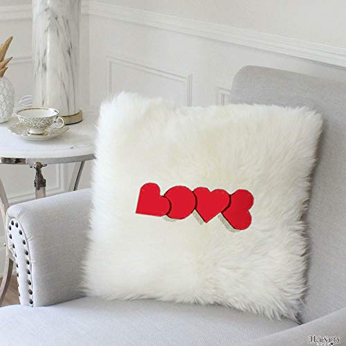 Image of Best Gifts for Birthday /Valentine's Day /Give Thanks with A Grateful Heart Love Quote - Square Shape Fur Throw Pillow Cushion - Home Sofa Decorative 16 X 16 inches (White)