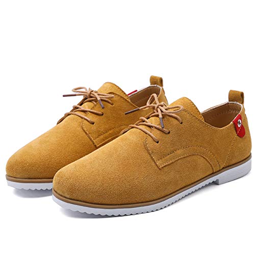 SaraIris sapato feminino vintage sem salto Oxfords com cadarço e camurça, sapato Oxford para outono