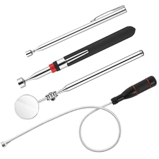 Flintronic 4 Pezzi Strumento Magnetico per Pickup, Acciaio Inossidabile Calamita Telescopica, Fino a 84 cm, Asta Telescopica Magnetica, per Chiavi, Monete, Viti, Penne e Oggetti Metallici