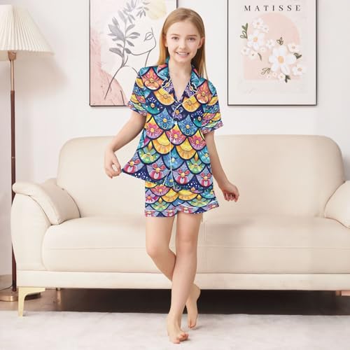 senya Pajama Sets Silky Button Down Nightwear Sleepwear Size 5-14 Years Many Flower Bohemia3