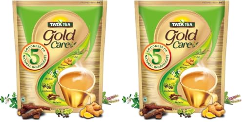 Image of Tata Tea Gold Care 1kg, Rich in Taste, Goodness of Elaichi, Ginger, Tulsi, Brahmi & Mulethi, Black Tea, Loose Leaves (Pack of 2)
