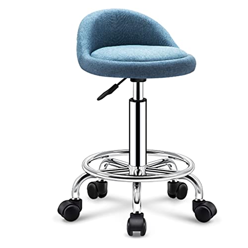 Runder Rollhocker mit Rollen und Rückenlehne, höhenverstellbar, Drehhocker, bequemer Emulsionssitz, Hocker für Geschäft/Schönheitssalon