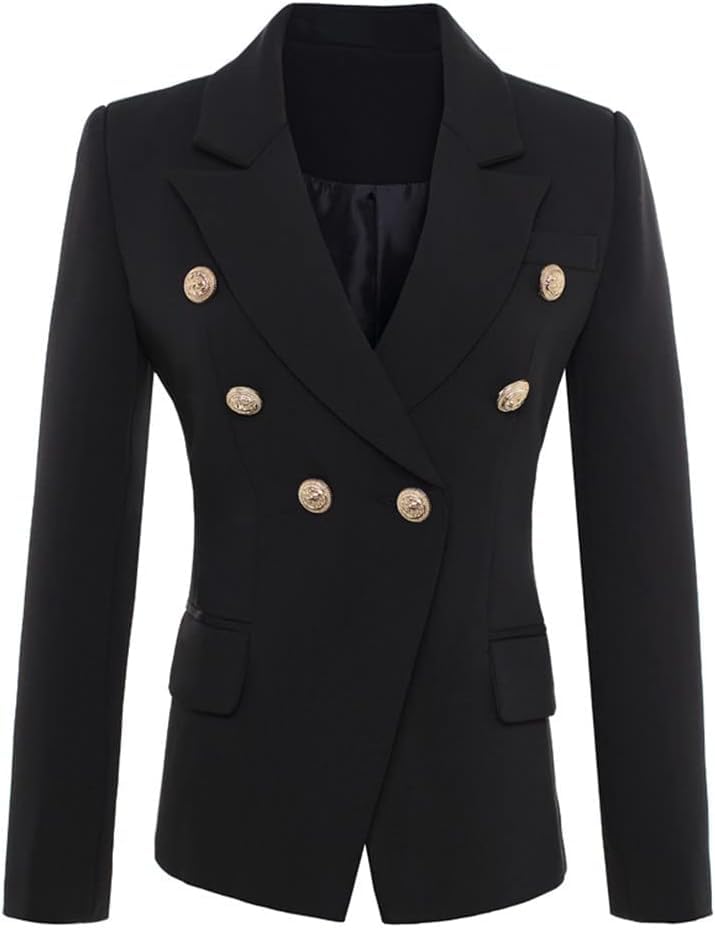 Women's Double Breasted Blazer with Gold Buttons High Street Jacket2