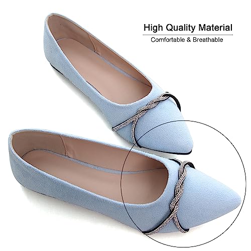Dear Time Women's Pointed Toe Flat Shoes Rhinestone Chain Ballet Flats Dress Comfortable Loafers for Office Work2