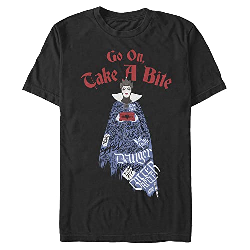 T-Shirt Homme Disney Villains Evil Queen Word Fill en Coton Noir Coupe Standard