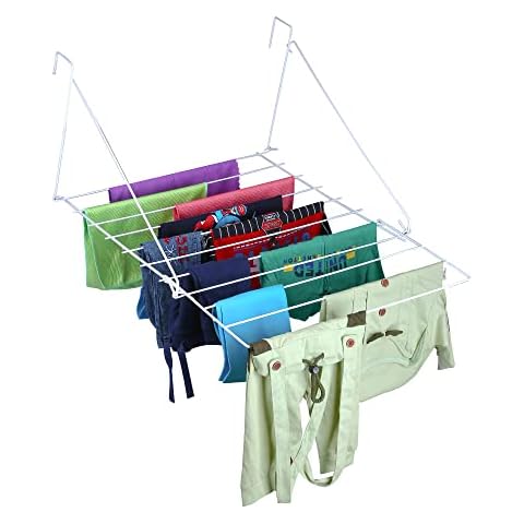 TradeXone 7 Bar Radiator Airer for hanging and drying clothes Radiator Clothes Caravan Airer strong and lightweight save your space with non bendable Radiator drying Rack Cover