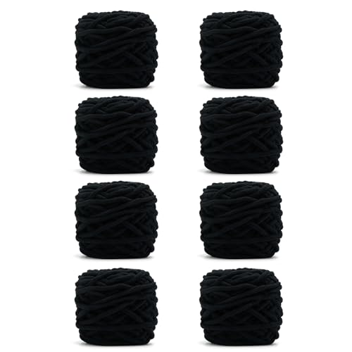 Image of INNDUN Blanket Yarn 8 Pack of 100g /3.5oz - Black Chenille Yarn 6 Super Bulky - Knitting, Crocheting & Crafts Chunky Yarn