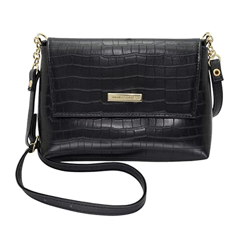 BOLSA FEMININA MONICA SANCHES 3642 CROCO PRETO