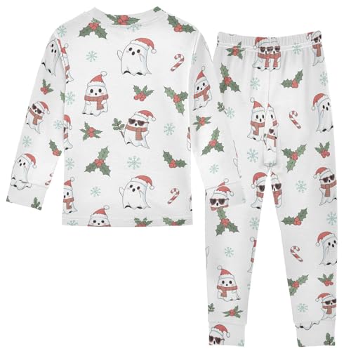 Pajama Sets Long Sleeve Christmas Ghosts Pattern Soft Comfy Sleepwear 2 Piece PJS 3-8T3