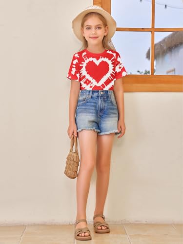Image of Girls Short Sleeve T Shirts Kids Summer Tops Crewneck Tees 5-14 Years