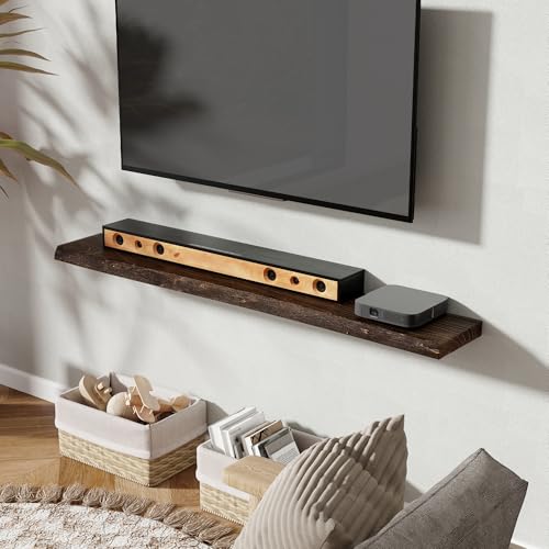 Image of Fun Memories 55 inch Elm Wood Floating Shelves for Wall, Walnut Finish, 1 Pack