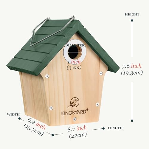 Kingsyard-Wooden-Bird-House-with-Predator-Guard-Wren-Bird-Nesting-for-Outdoor-Garden-Patio-Nest-Box-for-Wild-Bird-Watching-Green Kingsyard Wooden Bird House with Predator Guard Wren Bird Nesting for Outdoor Garden Patio Nest Box for Wild Bird Watching Green