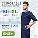 AMZ Medical Supply Navy Blue Disposable Isolation Gown, X-Large. Pack of 10 Disposable Gowns Medical 45 Inch Long. 50 GSM Polypropylene Isolation Gowns with Long Sleeves, Neck and Waist Ties