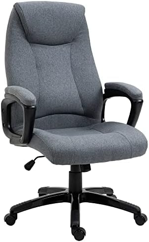 Vinsetto Fabric Home Office Chair, Computer Desk Chair with Tilt Function, Executive Chair with 360° Swivel, Adjustable Height, Padded Armrests and Headrest, Gray