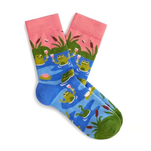 Dodo socks - Lustige Bunte Socken aus Baumwolle Unisex für Damen Herren Große Auswahl an Funny Motiven Premium Qualität (44-46 Frogs Love)