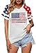 American Flag Shirts Women Patriotic Shirt 4th of July Tee Tops V-Neck Short Sleeve Summer T-Shirt