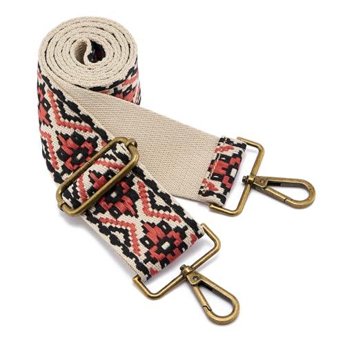 Image of ZOOEASS Bronze Buckles Purse Strap, 2 inch Wide Crossbody Handbag Strap Adjustable Replacement Shoulder Strap Vintage Embroidery