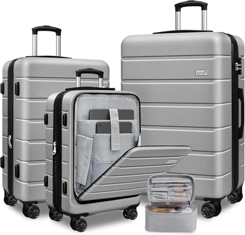 SmileLine 3-Piece Luggage Set Lightweight Hardside Suitcase TSA Lock Spinner Wheels, 20