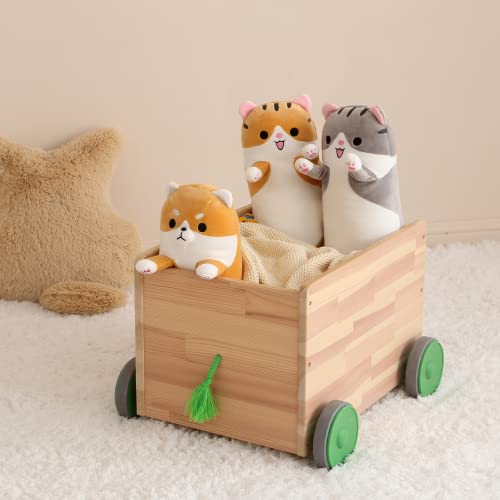 PEACHCAT Long Cat Plush Pillow Cute Kitty Body Pillow with Kawaii Fish Plushie Toy Stuffed Animal for Girls and Boys Gray 19.6\"