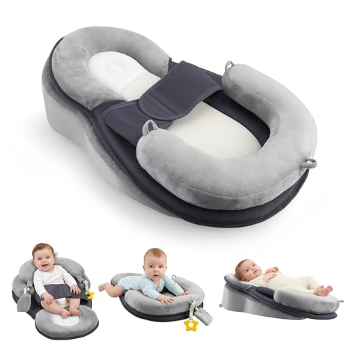 Baby Wedge Pillow for Newborn Baby Feeding Pillow Anti Overflow Feeding Pillow for Reducing Spit-Up Safety Nursing Pillow Baby Lounger Reflux Wedge Breastfeeding Removable Top and Bottom (1)