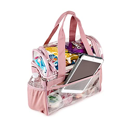 Heavy Duty Clear Lunch Tote Stadium Approved Size Crossbody Diaper Travel Cosmetic Makeup Bag for Football Basketball Baseball Games Concerts Corrections Correctional Officers (Pink, 12 x 6 x 12) - Thumbnail 5