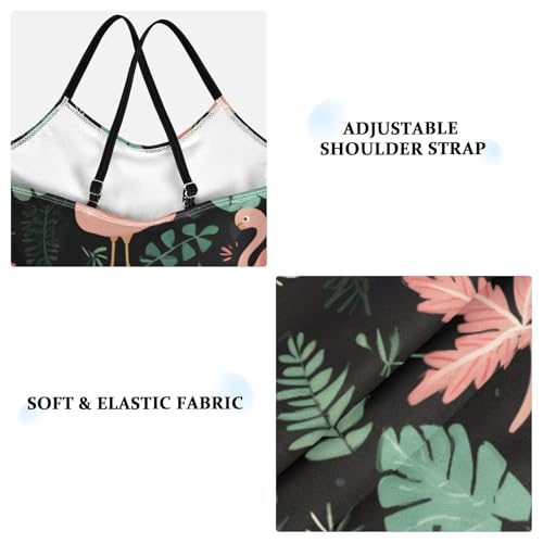 Flamingo Cute Leaf Girls One Piece Swimsuits Summer Quick Dry Beach Bathing Suit4