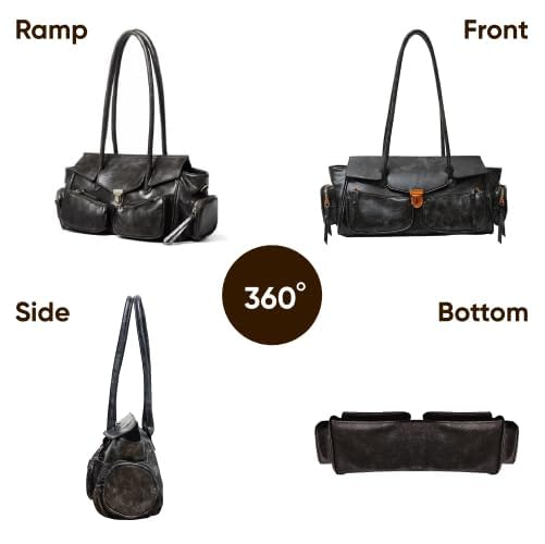 Image of Y2K Shoulder Bag for Women Retro Multi-Functional Large Capacity Tote with Multiple Pockets - Punk Hobo Handbag