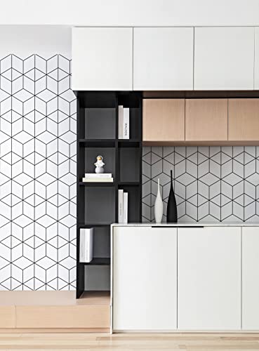 Removable Wallpaper White And Black Contact Paper For Cabinets Stripe Peel And Stick Wallpaper Self Adhesive Contact Paper For Wall Covering Vinyl Rolls 118"X17.7" #TOP3