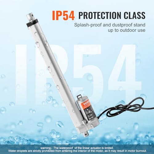 VEVOR Linear Actuator 12V, 12 Inch High Load 330lbs/1500N Linear Actuator, 0.19"/s Linear Motion Actuator with Mounting Bracket and IP54 Protection by VEVOR - Image 4