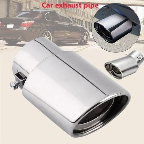 Tubo de escape redondo recto con punta de acero inoxidable cromado universal 3