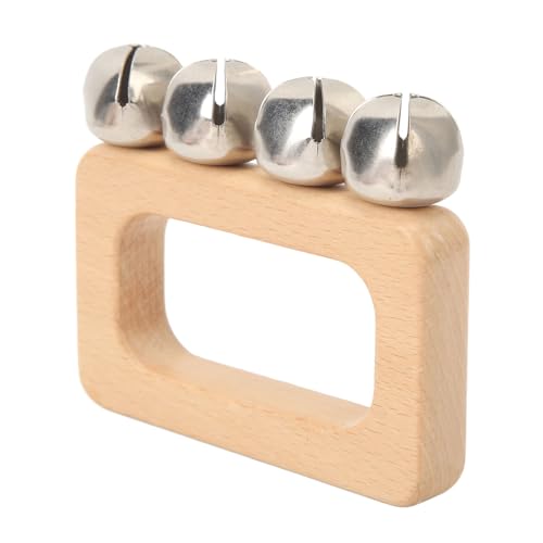 Hand Bell Shaker Rectangle Handle Dance Hand Bell Wooden Percussion Hand Jingle Bells for KTV Concerts Parties