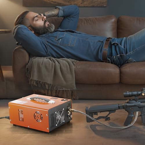 VEVOR PCP Air Compressor, 4500PSI Portable PCP Compressor, 12V DC/110V AC PCP Airgun Compressor Manual-stop, w/External Power Adapter, Built-in Fan, Suitable for Paintball, Air Rifle, Scuba Bottle by VEVOR - Image 8