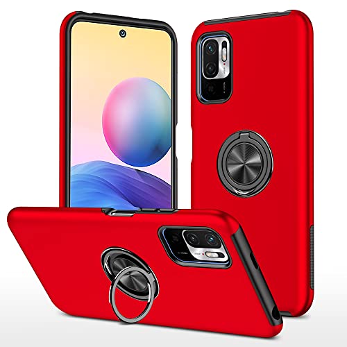 SORAKA Case for Xiaomi Redmi Note 10 5G with Invisible Ring Holder and Metal Plate for Magnetic Car Mount Rigid PC Cover Xiaomi POCO M3 Pro 5G Case Military Grade Rugged Case