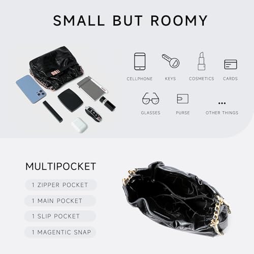 Image of FION Black Cross body Purse Hand Bags for Women,Small Leather Shoulder Hobo Bag with Chain Strap
