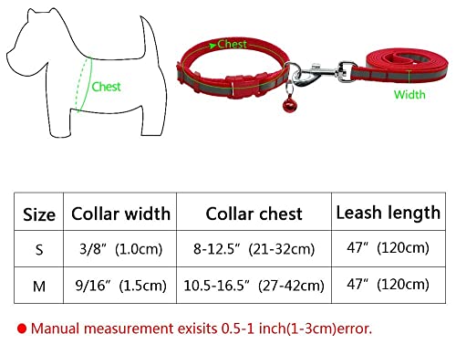 Image of 10MM Reflective Nylon Collar and Leash with Quick Release and Breathable Collar Set Ideal for Puppies /Dogs and Cats (Multicolor, Pack of 1 Piece)