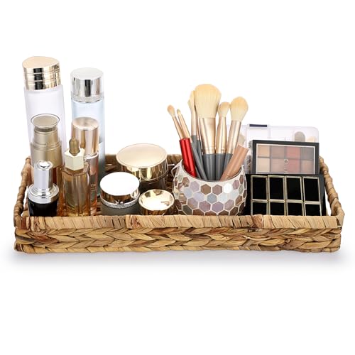 BSTKEY Natural Water Hyacinth Bathroom Toilet Tank Storage Basket, Woven Toilet Paper Holder Napkin Organizer Rectangle Storage Tray with Handles (43 * 16 * 5CM) - Cosy Home Interiors BSTKEY Natural Water Hyacinth Bathroom Toilet Tank Storage Basket, Woven Toilet Paper Holder Napkin Organizer Rectangle Storage Tray with Handles (43 * 16 * 5CM) - Image 7