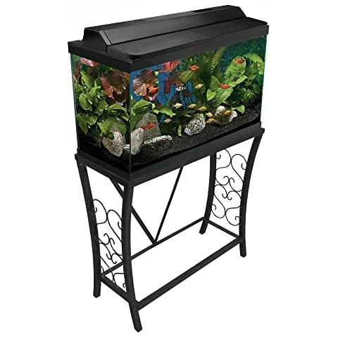 Aquatic Fundamentals 29 Gallon Metal Aquarium Stand, 30.3" L x 12.5" W, Black Cover