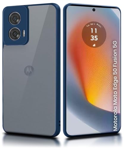Image of WOW IMAGINE Shockproof Hybrid Back Cover for Motorola Moto Edge 50 Fusion 5G | Moto G96 5G | Hard Slim fit Back Case | PC & TPU | Clear Transparent Case - Blue