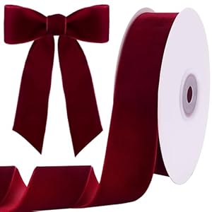 Cinta de terciopelo burdeos de 10 yardas de 1.5 pulgadas para árbol de Navidad, cinta de Navidad de terciopelo para envolver regalos, manualidades, lazo, corona, decoración de vacaciones