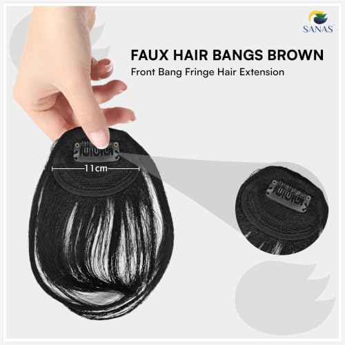 Image of Sanas Hair Bangs For Women (1Pc) Clip On Front Hair Extensions For Women Black Children's Fake Bangs Hair Extensions For Woman Stylish Clip On Front Hair Patch For Woman Wedding (1Pc) (Classic Black)