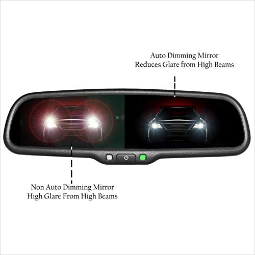 Image of Master Tailgaters 10.5 inch OEM Rear View Mirror with 4.3 inch LCD Screen + Dimming + Compass & Temperature | Rearview Universal Fit | Auto Adjusting Brightness LCD | Anti Glare | Original Mirror Replacement