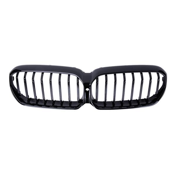 Frontgrill Glanz Schwarz passend für BMW 5er G30 G31 Facelift 2020–2023 Kühlergrill Single Line Design ABS Austausch Grill Limousine Touring mit oder ohne Kamera
