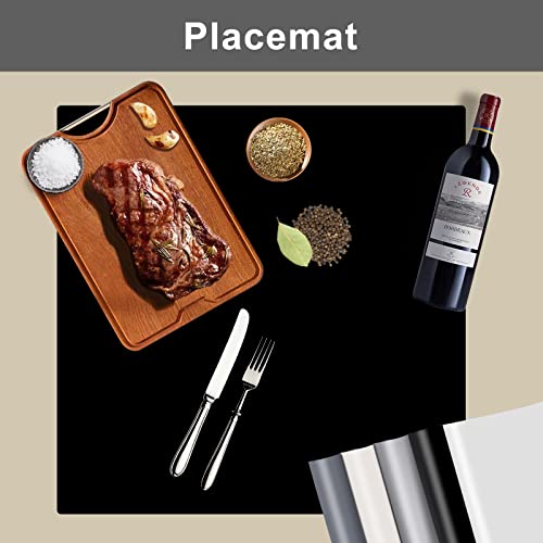 Ewen Silicone Mats For Kitchen Counter - 23.6"X23.6" Large Coffee Mat Cooking Mat, Heat Resistant Mat Under Air Fryer, Toaster Oven, Microwave, Coffee Maker, Grill, Cutting Board, Black #TOP6