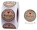 1.5 Inch Handmade with Love Stickers,500Pcs Thank You with Love Heart Sticker Baked Stickers Paper Lables Tags for Baking Packaging,Homemade Gift,Envelope Seals,Party Gift Wrap Bag (Brown01)